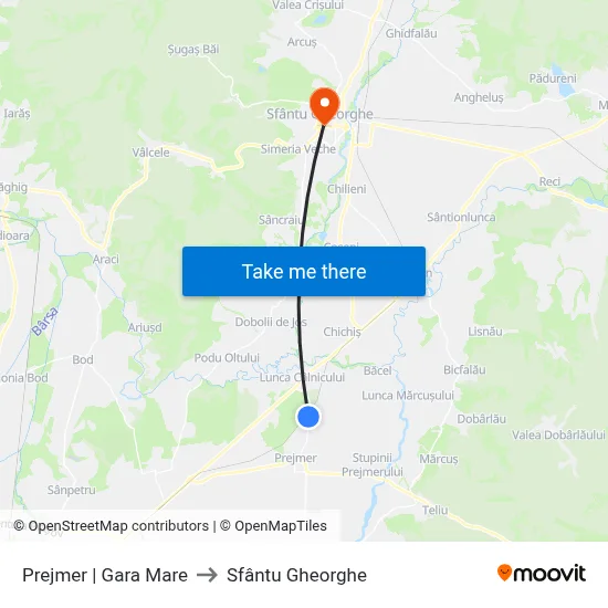 Prejmer | Gara Mare to Sfântu Gheorghe map