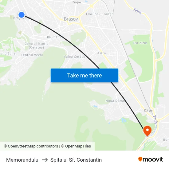 Memorandului to Spitalul Sf. Constantin map