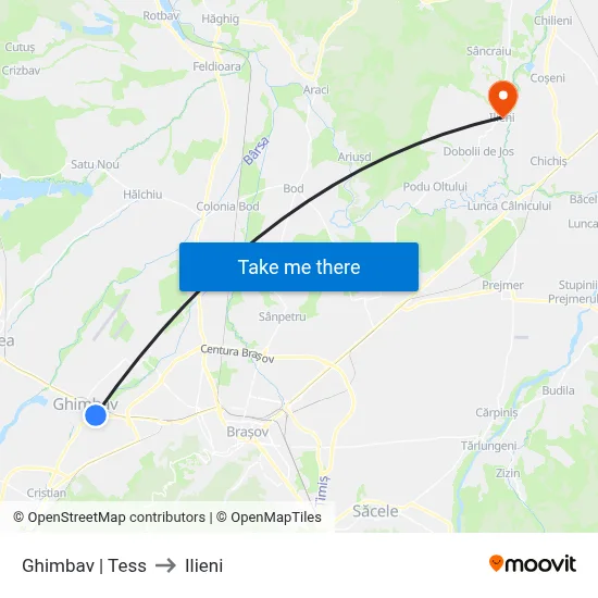 Ghimbav | Tess to Ilieni map