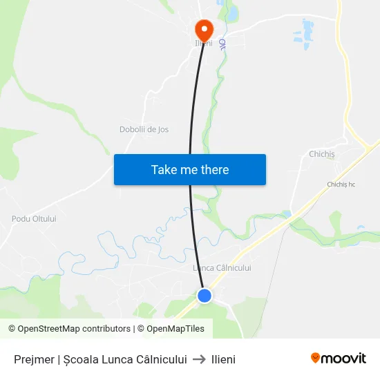 Prejmer | Școala Lunca Câlnicului to Ilieni map