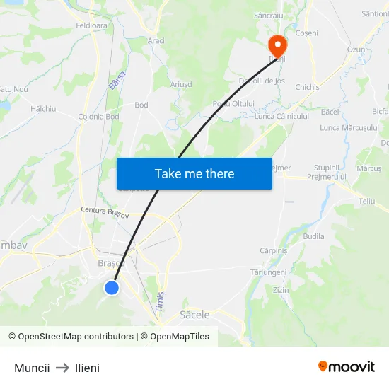 Muncii to Ilieni map