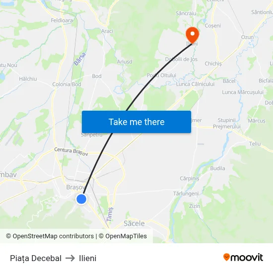 Piața Decebal to Ilieni map