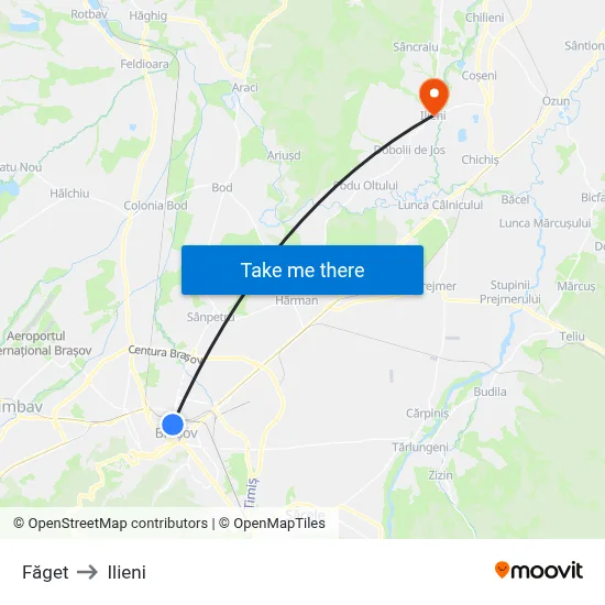 Făget to Ilieni map