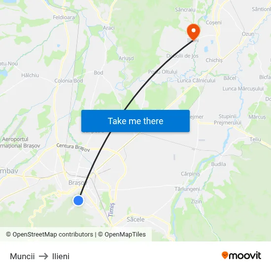 Muncii to Ilieni map