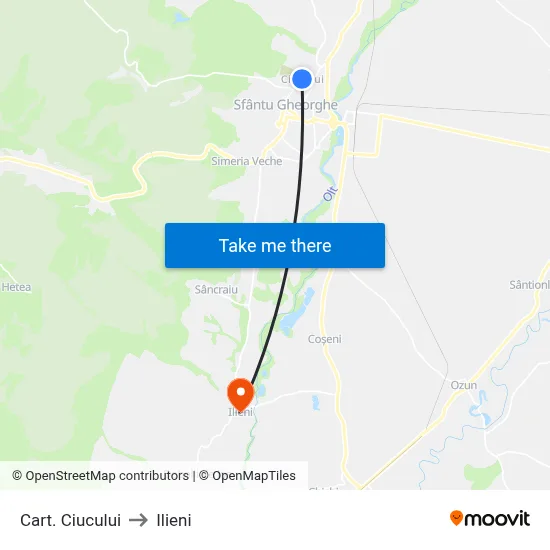 Cart. Ciucului to Ilieni map