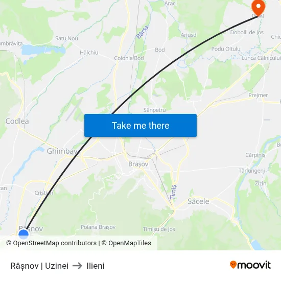 Râșnov | Uzinei to Ilieni map