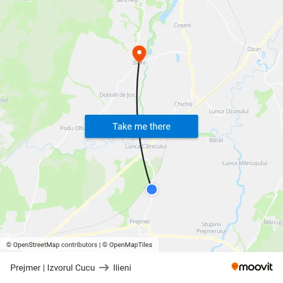 Prejmer | Izvorul Cucu to Ilieni map