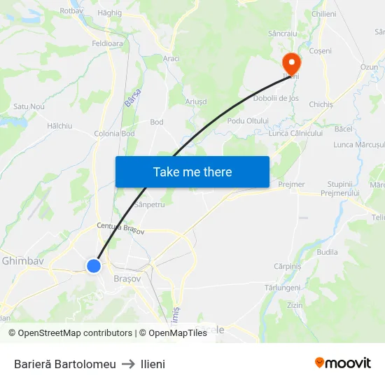 Barieră Bartolomeu to Ilieni map