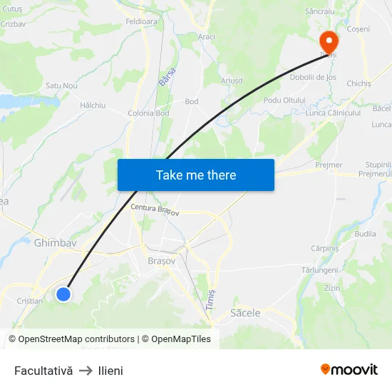 Facultativă to Ilieni map