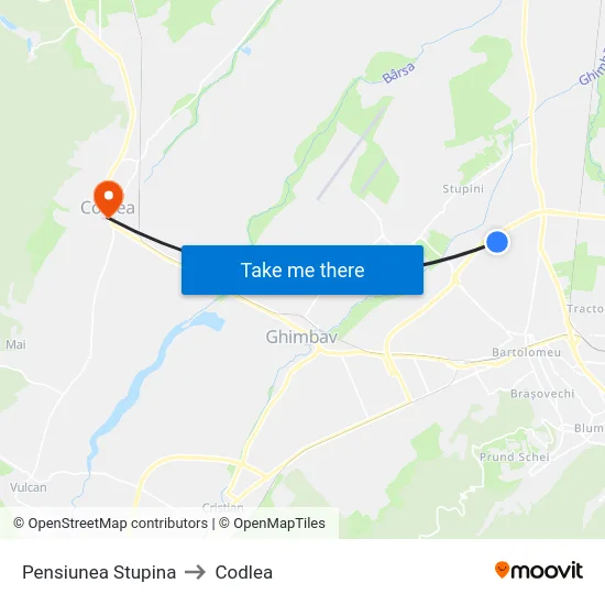 Pensiunea Stupina to Codlea map