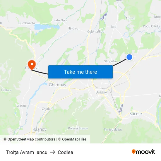 Troiţa Avram Iancu to Codlea map