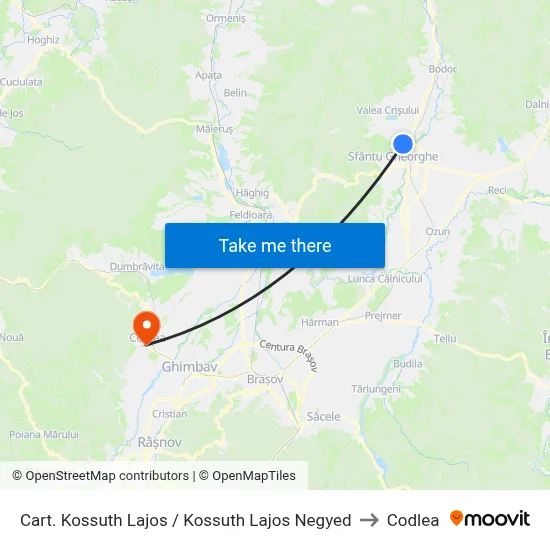 Cart. Kossuth Lajos / Kossuth Lajos Negyed to Codlea map