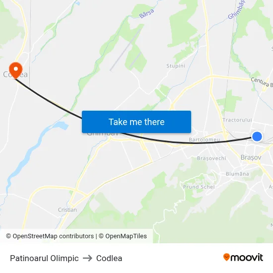 Patinoarul Olimpic to Codlea map
