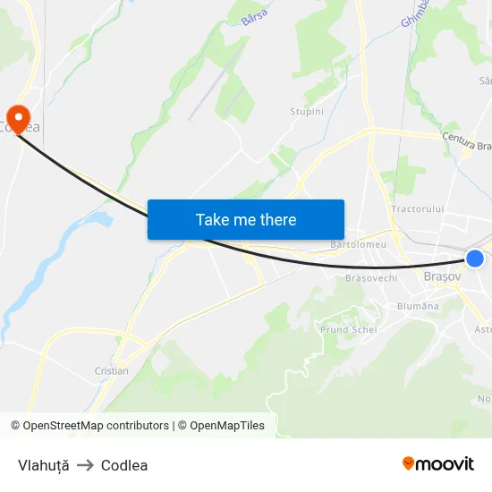 Vlahuță to Codlea map