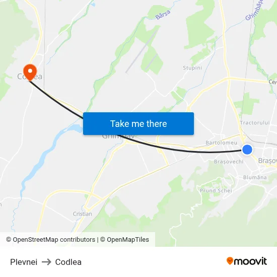 Plevnei to Codlea map