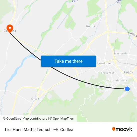 Lic. Hans Mattis Teutsch to Codlea map