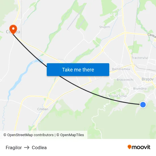 Fragilor to Codlea map