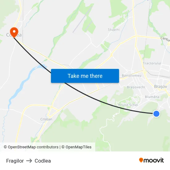Fragilor to Codlea map