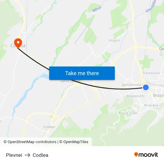 Plevnei to Codlea map