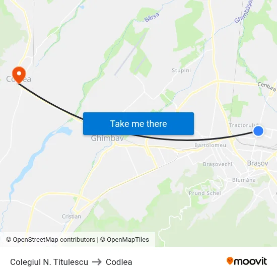Colegiul N. Titulescu to Codlea map