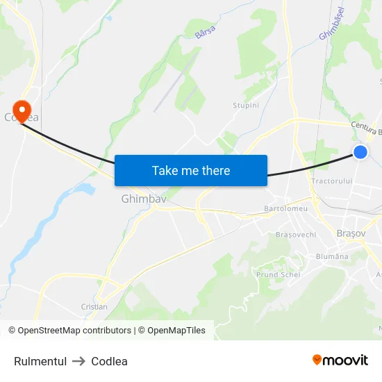 Rulmentul to Codlea map