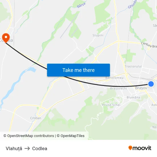 Vlahuță to Codlea map