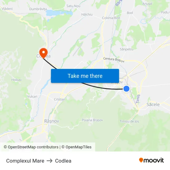 Complexul Mare to Codlea map