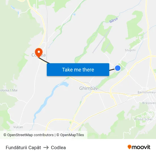 Fundăturii Capăt to Codlea map