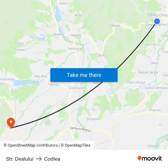 Str. Dealului to Codlea map