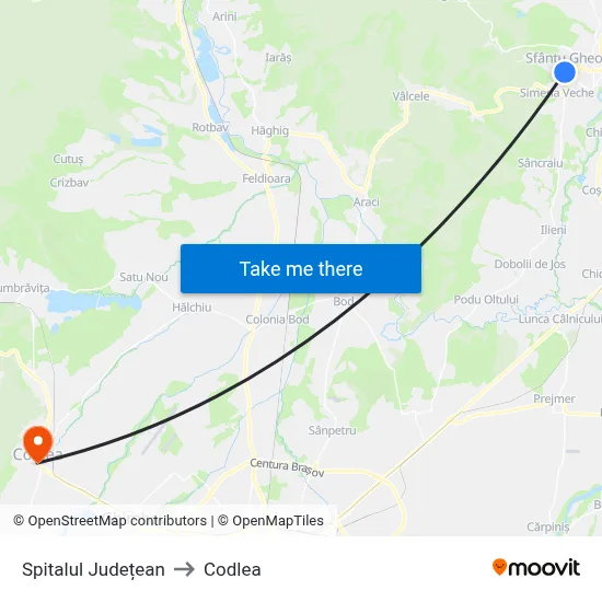 Spitalul Județean to Codlea map