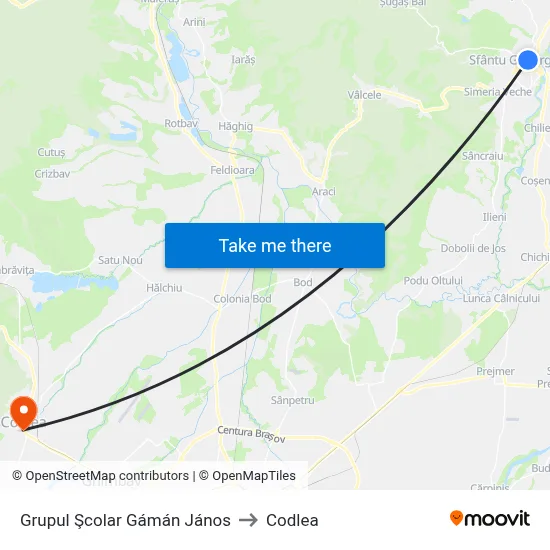 Grupul Şcolar Gámán János to Codlea map