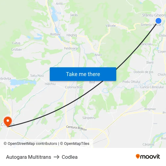 Autogara Multitrans to Codlea map