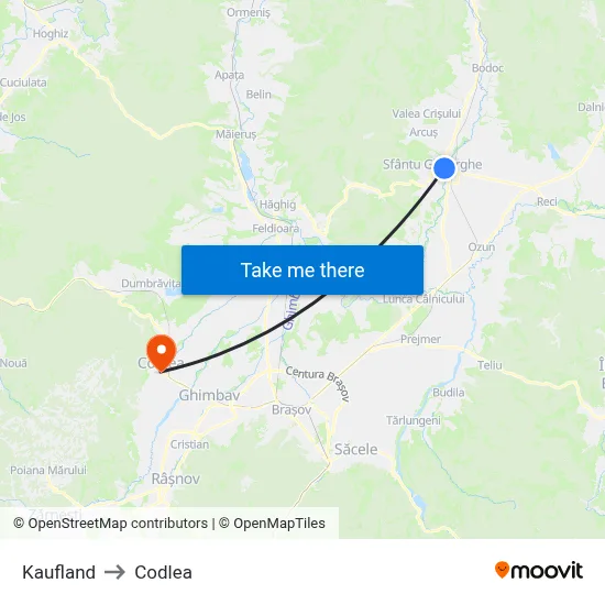 Kaufland to Codlea map