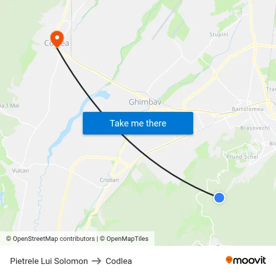 Pietrele Lui Solomon to Codlea map