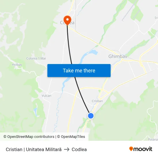 Cristian | Unitatea Militară to Codlea map