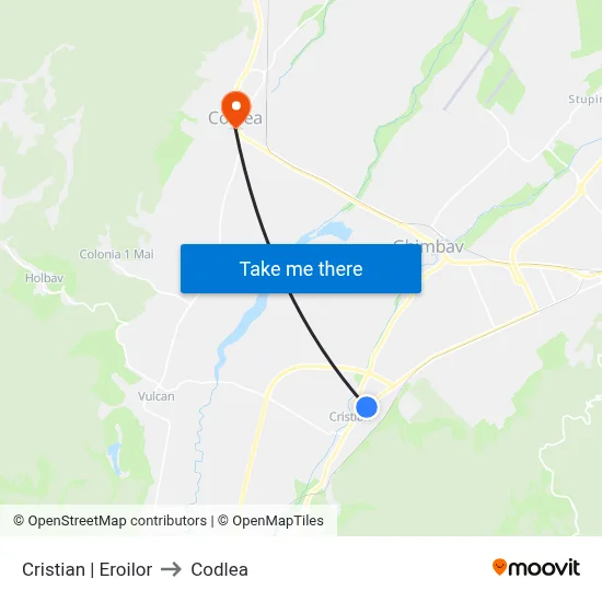 Cristian | Eroilor to Codlea map