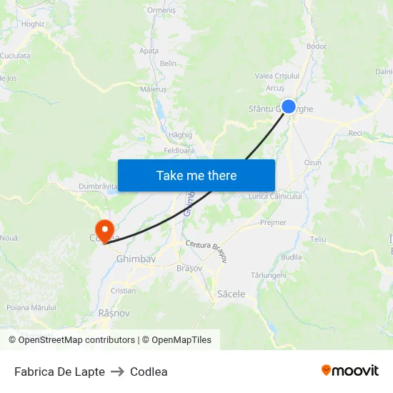 Fabrica De Lapte to Codlea map