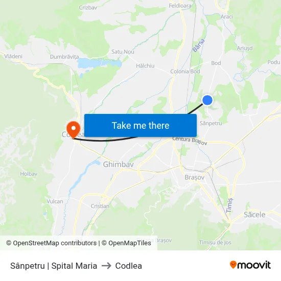 Sânpetru | Spital Maria to Codlea map