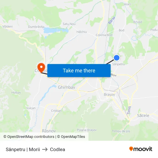 Sânpetru | Morii to Codlea map