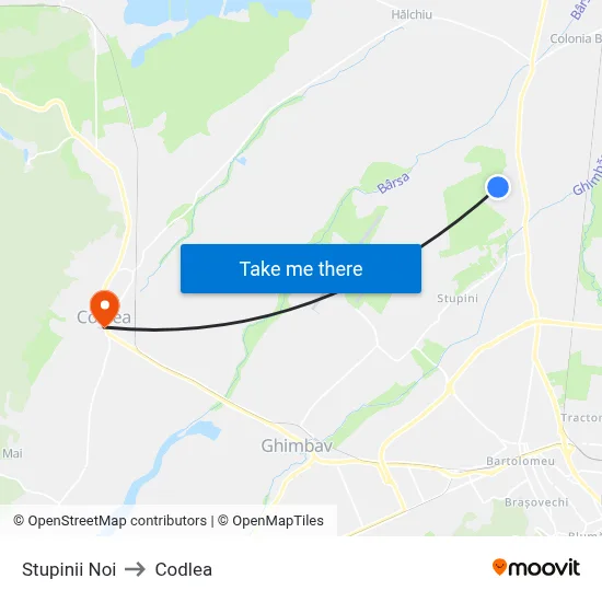 Stupinii Noi to Codlea map