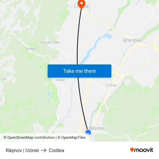 Râșnov | Uzinei to Codlea map