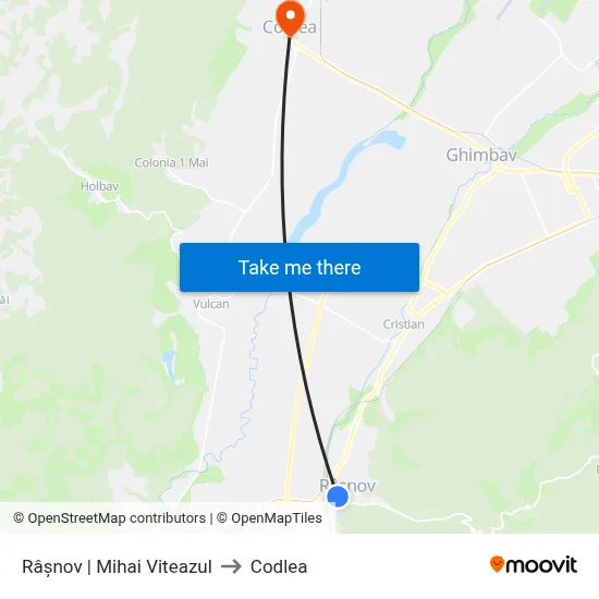 Râșnov | Mihai Viteazul to Codlea map