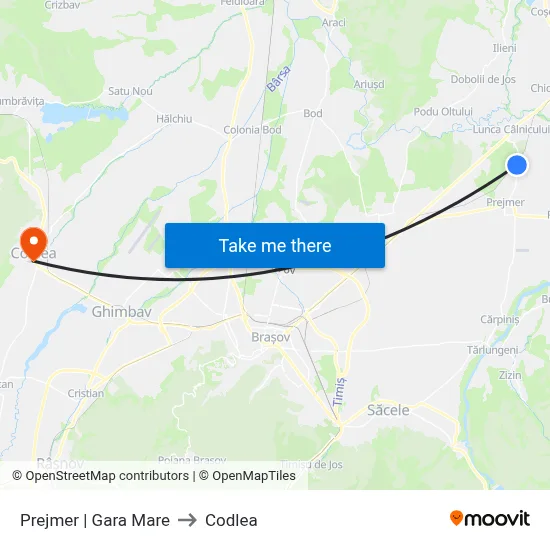 Prejmer | Gara Mare to Codlea map