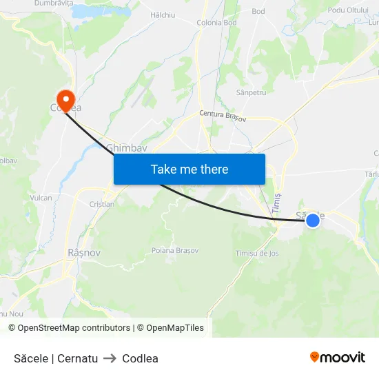 Săcele | Cernatu to Codlea map
