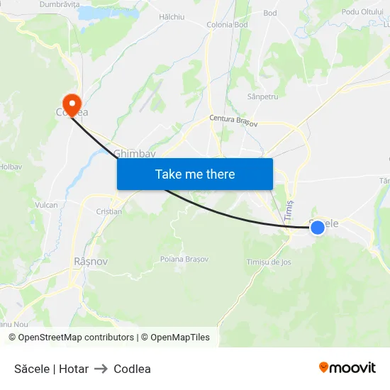Săcele | Hotar to Codlea map