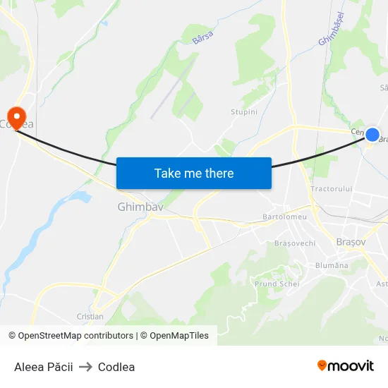 Aleea Păcii to Codlea map