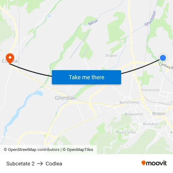 Subcetate 2 to Codlea map