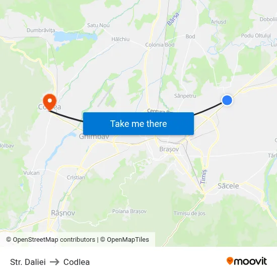 Str. Daliei to Codlea map
