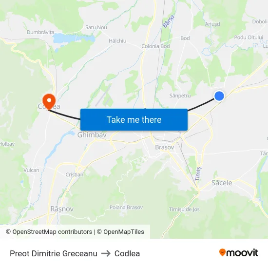 Preot Dimitrie Greceanu to Codlea map