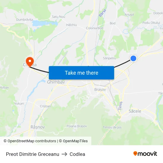 Preot Dimitrie Greceanu to Codlea map